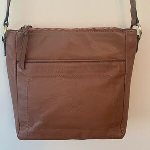 Lodis tan genuine leather crossbody bag